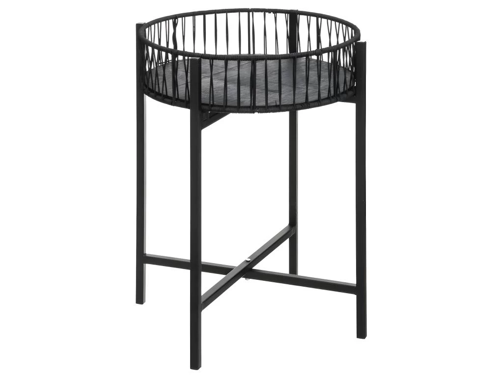 Lot De 2 Tables à Café En Métal Et Rotin H 56 Cm – Image 3