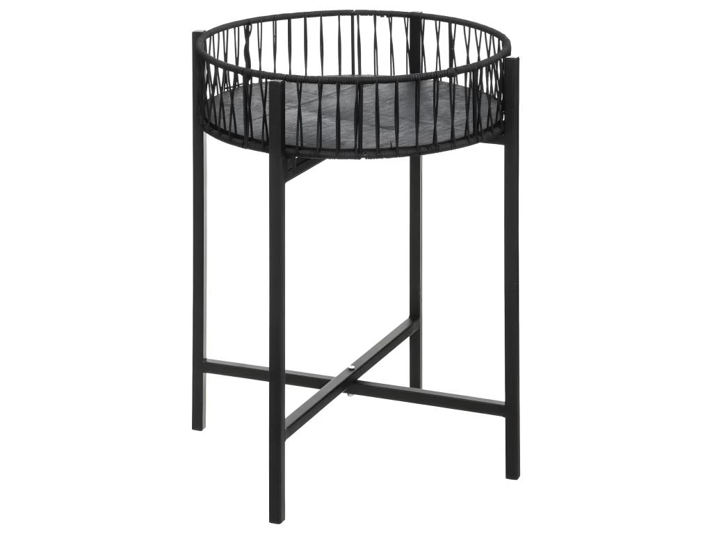 Lot De 2 Tables à Café En Métal Et Rotin H 56 Cm – Image 4