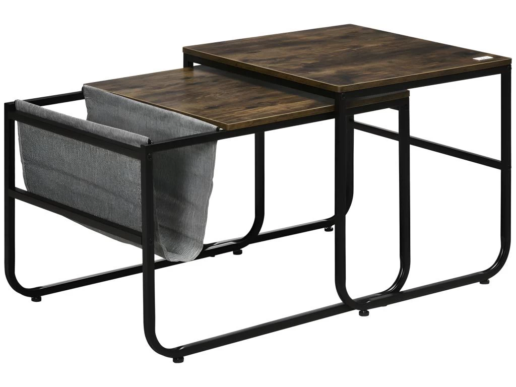 Lot De 2 Tables Basses Gigognes OSASCO Aspect Bois Et Noir