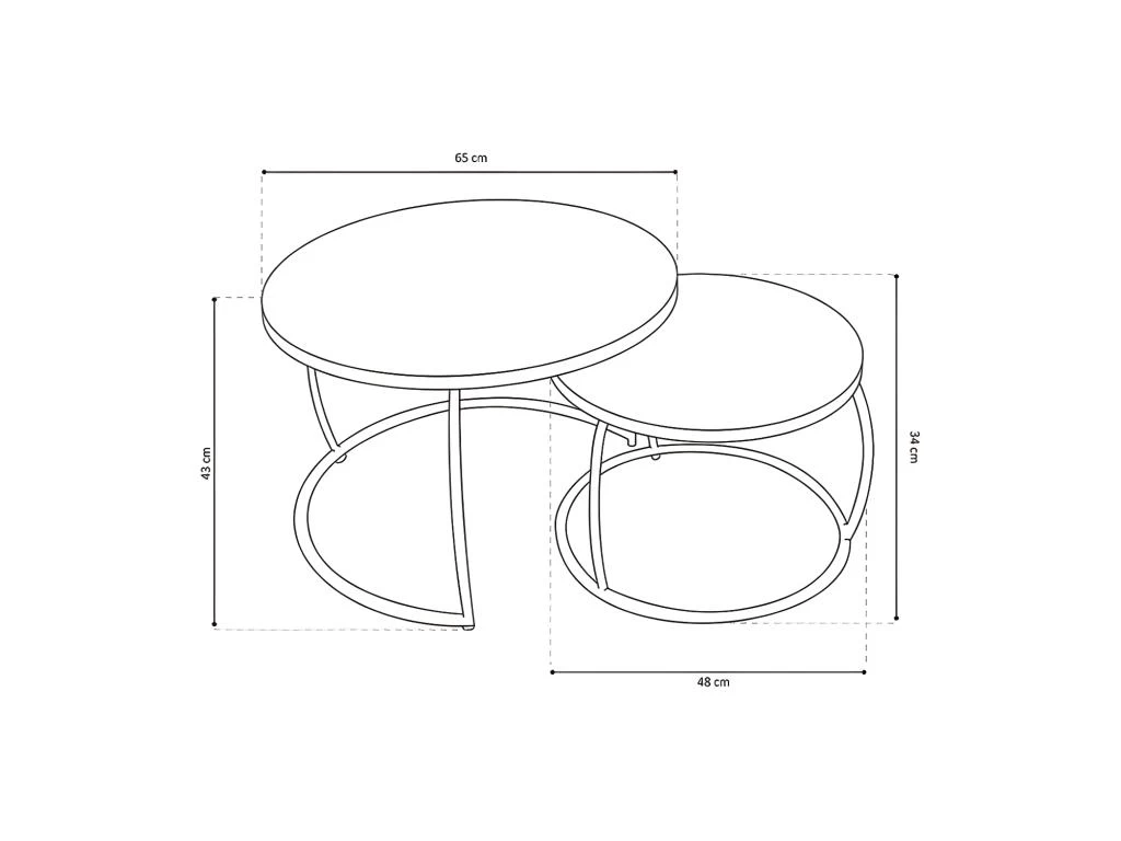 Table Basse Gigogne Ronde En Bois Massif Exotique. Finition Noir. Collection LARSON. â Image 3