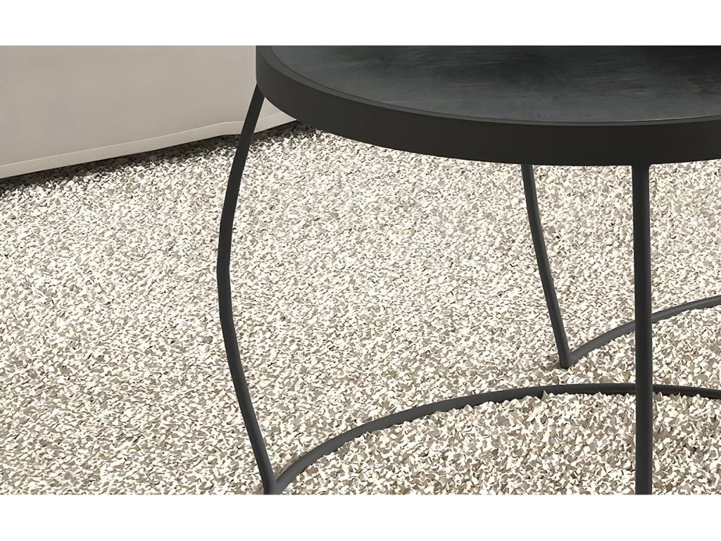 Table Basse Gigogne Ronde En Bois Massif Exotique. Finition Noir. Collection LARSON. â Image 5