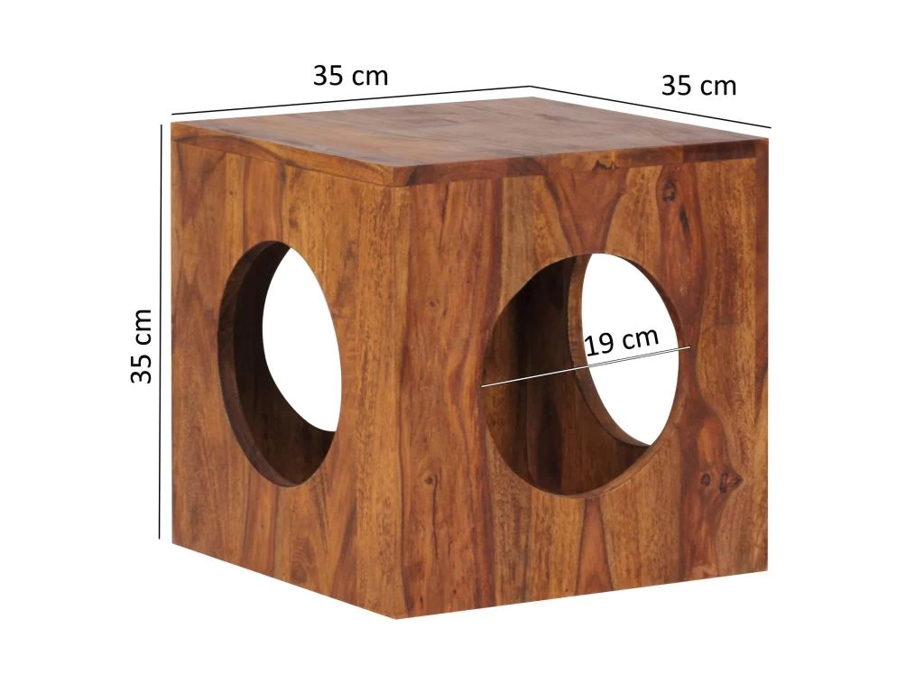Table D'appoint Bois Massif 35x35x35cm Bout De Canapé Table De Salon – Image 3