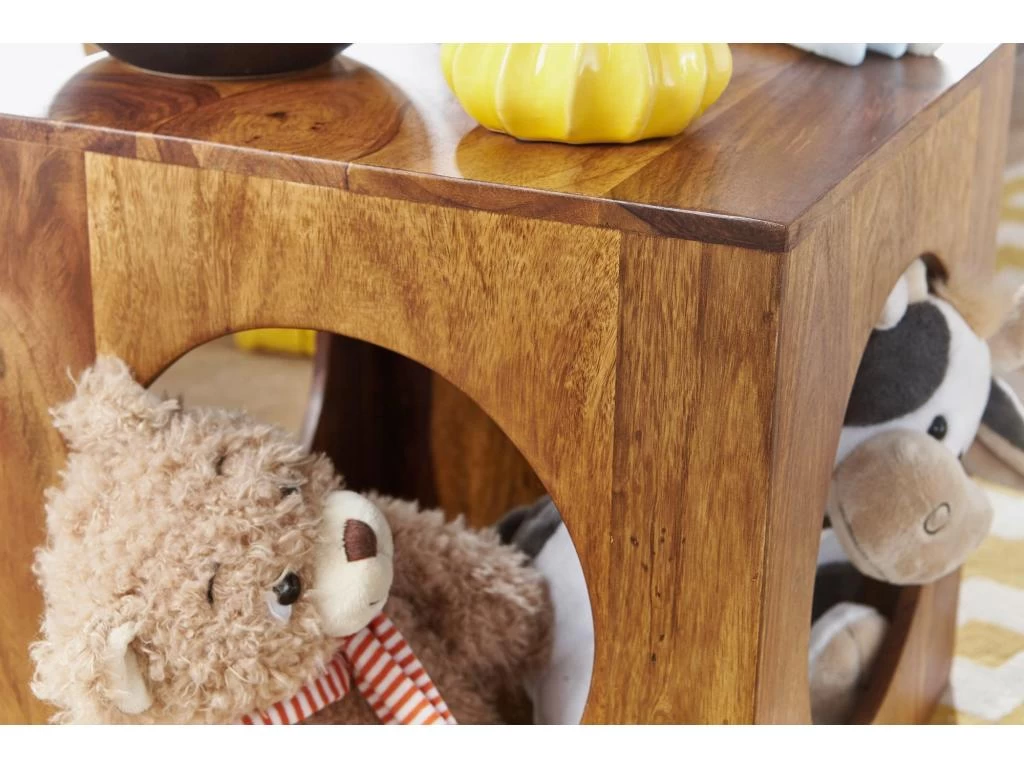 Table D'appoint Bois Massif 35x35x35cm Bout De Canapé Table De Salon – Image 6