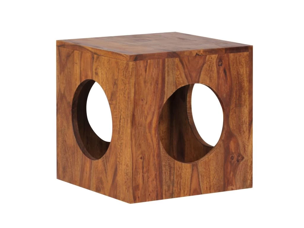 Table D'appoint Bois Massif 35x35x35cm Bout De Canapé Table De Salon – Image 8
