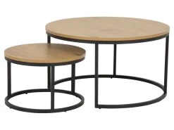 Spiro Table Basse, Ø50 Cm, Lot De 2, Chêne.