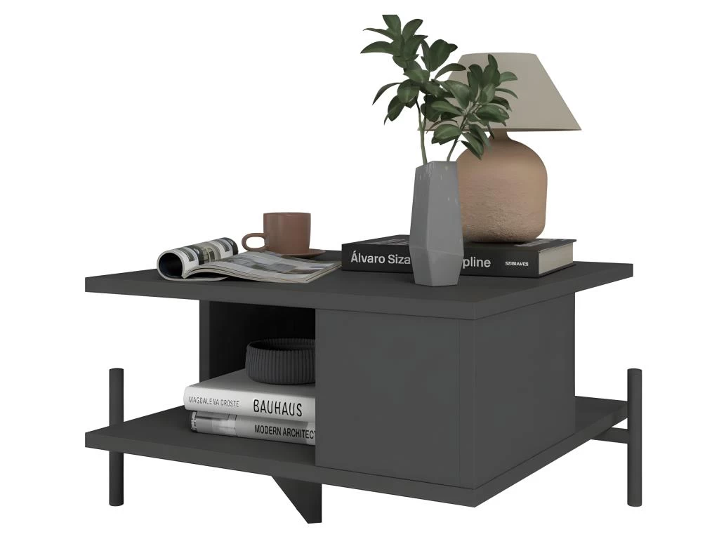 Table Basse Rectangle Pieds Métal Noire 52 Cm