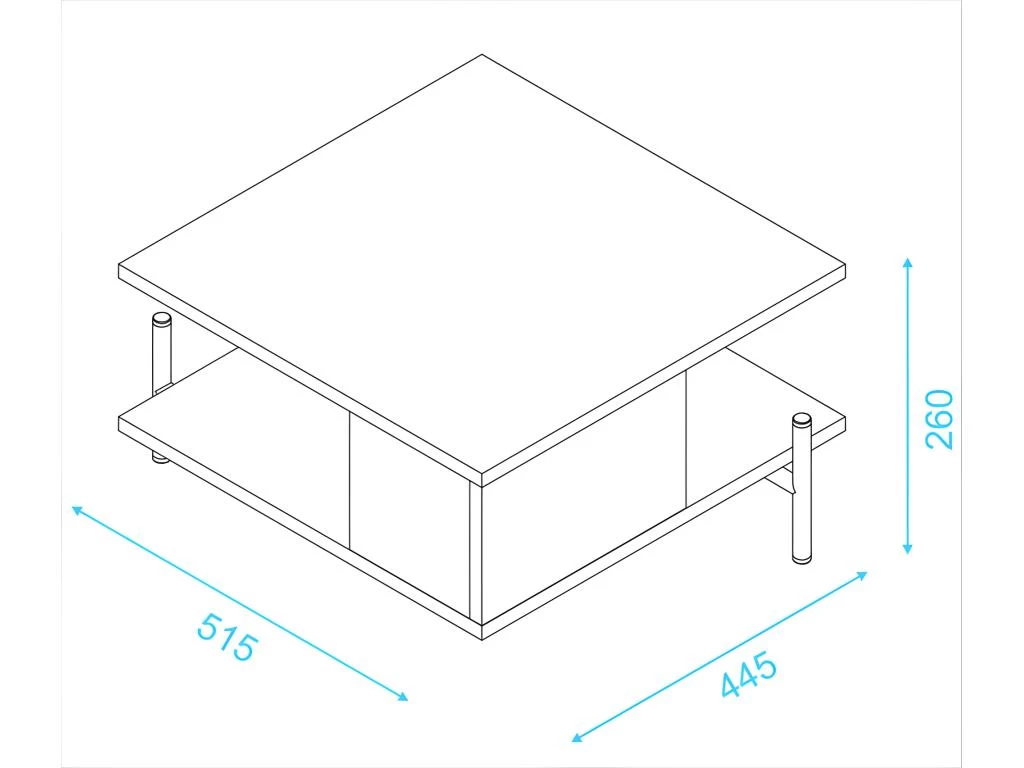 Table Basse Rectangle Pieds Métal Noire 52 Cm – Image 5