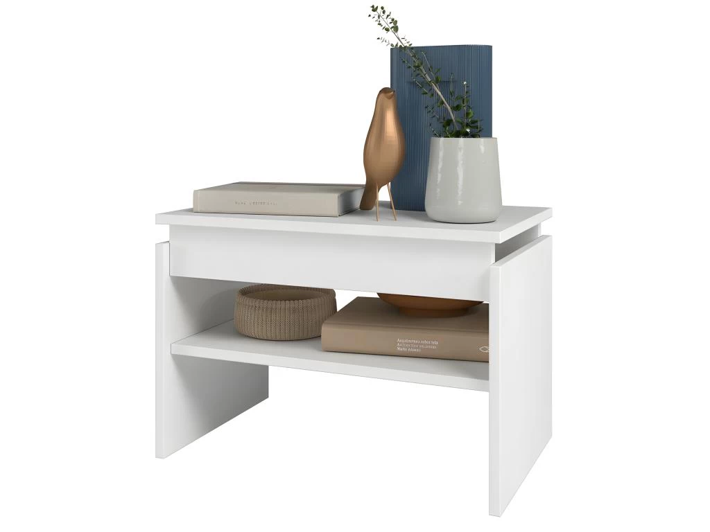 Table Basse Rectangle 2 Niches Blanche 54 Cm