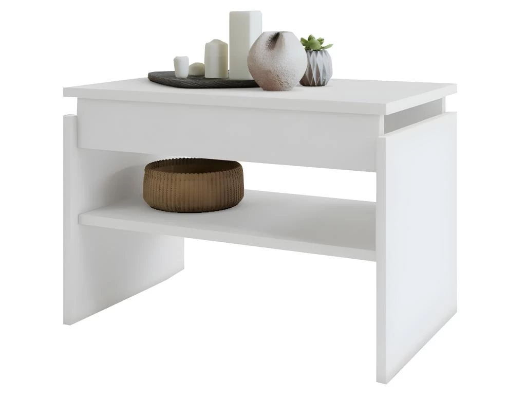 Table Basse Rectangle 2 Niches Blanche 54 Cm – Image 5