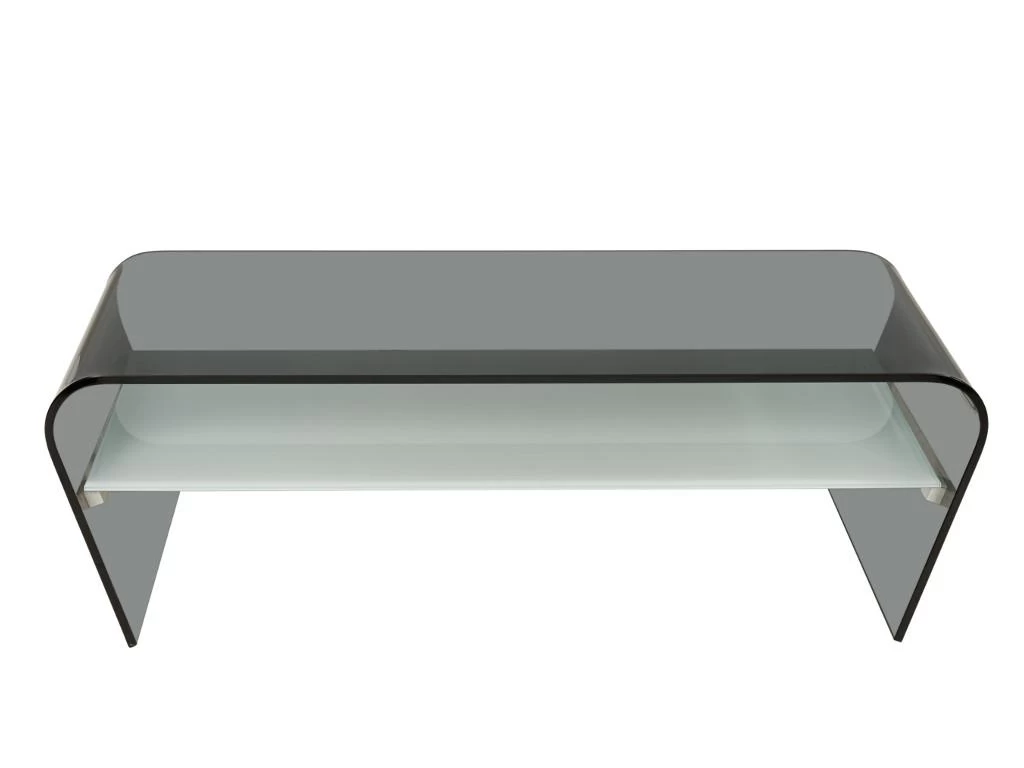 Table Basse - Verre Trempé Noir - Tablette Blanche Laquée - KELLY – Image 9