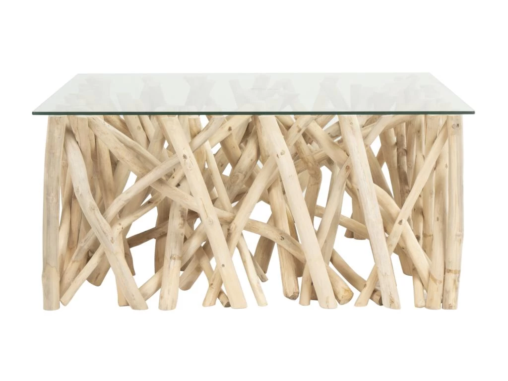 Table Basse En Verre Trempé Et Teck - Coloris : Naturel - GAYANA – Image 3