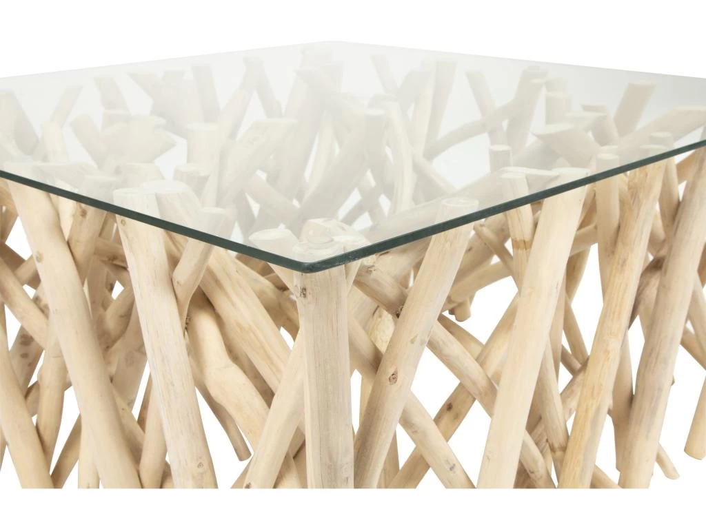 Table Basse En Verre Trempé Et Teck - Coloris : Naturel - GAYANA – Image 5