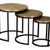 Tables Basses Gigognes BELAMI - Motifs Sculptés - Métal - Coloris : Doré Et Pieds Noirs