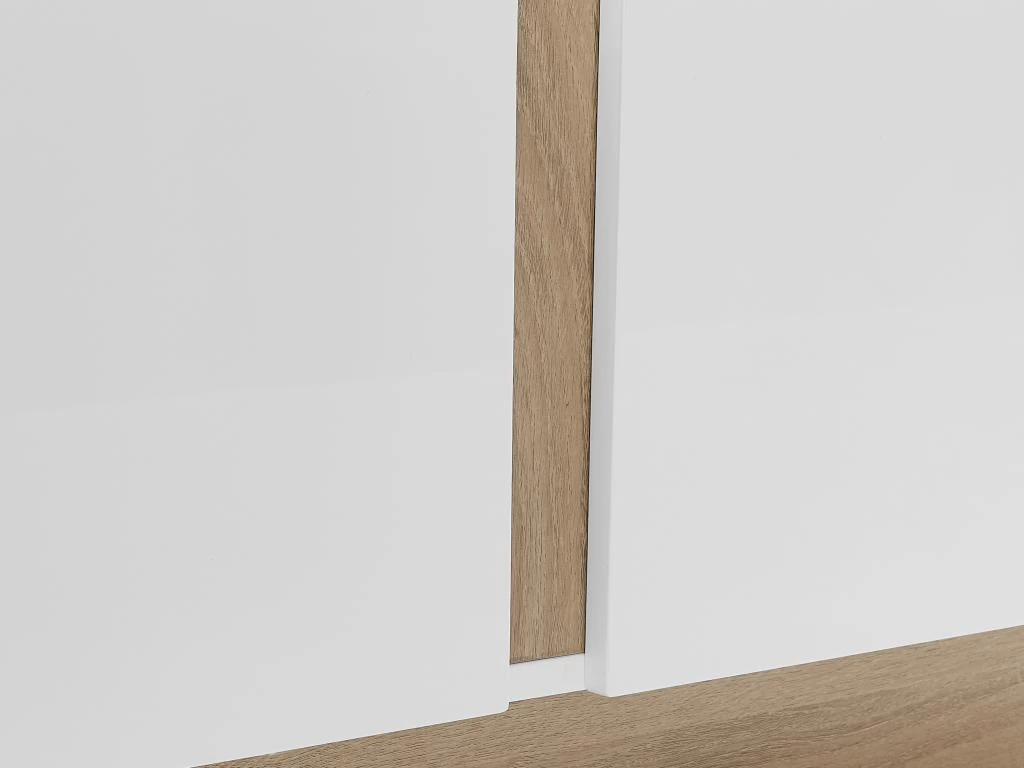 Table Basse 2 Portes Et 2 Tiroirs Avec LEDs - MDF - Naturel Et Blanc Laqué - QUINCY – Image 8