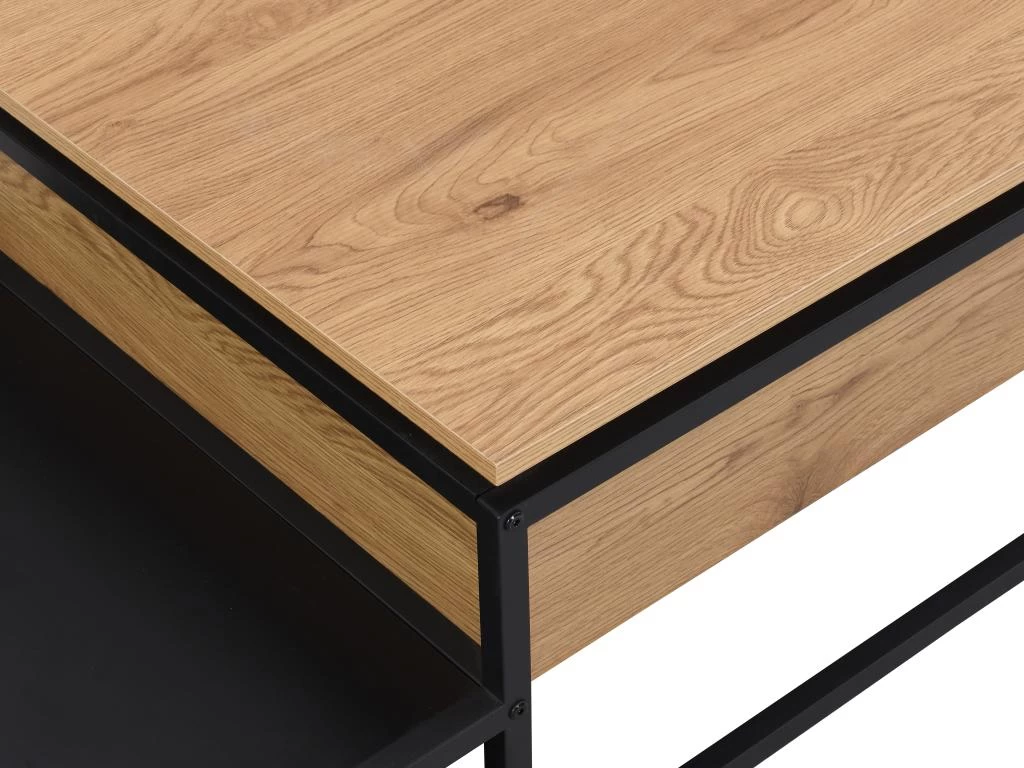 Table Basse Avec Plateau Relevable - MDF Et Métal - Naturel Et Noir - LUTESA – Image 8