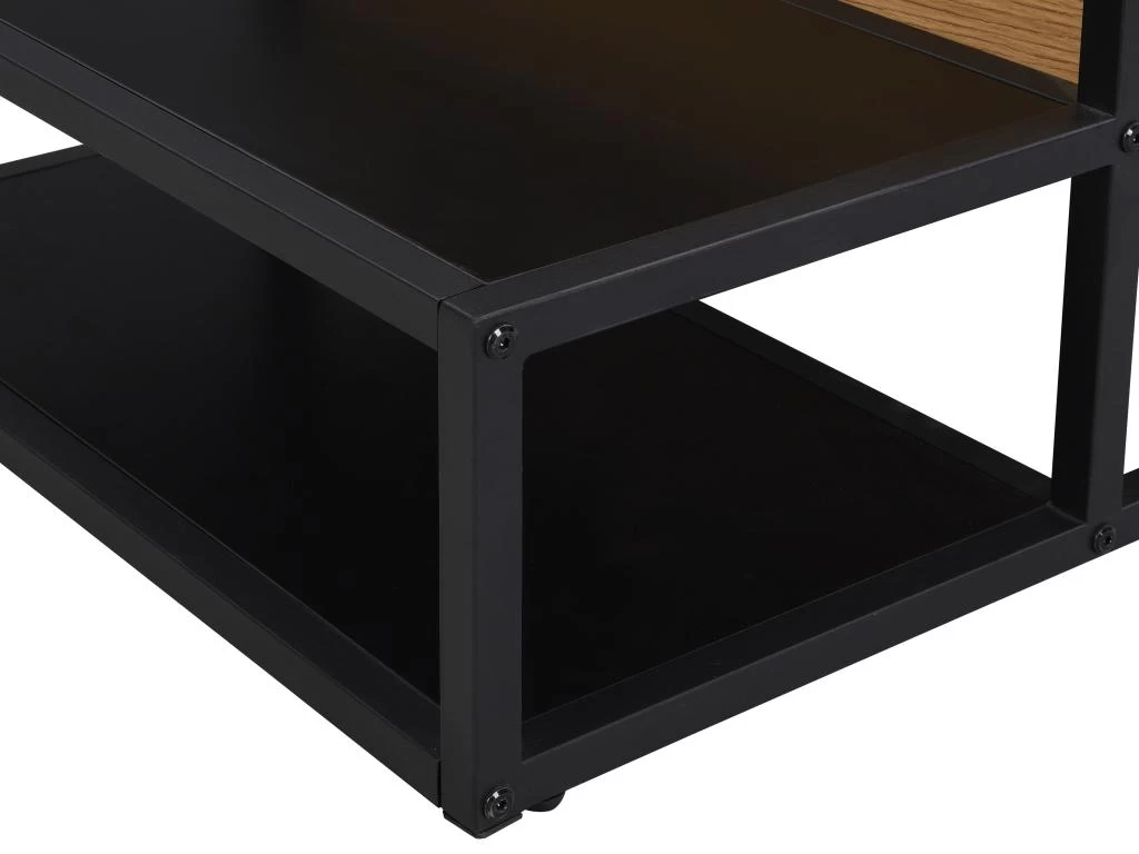 Table Basse Avec Plateau Relevable - MDF Et Métal - Naturel Et Noir - LUTESA – Image 7