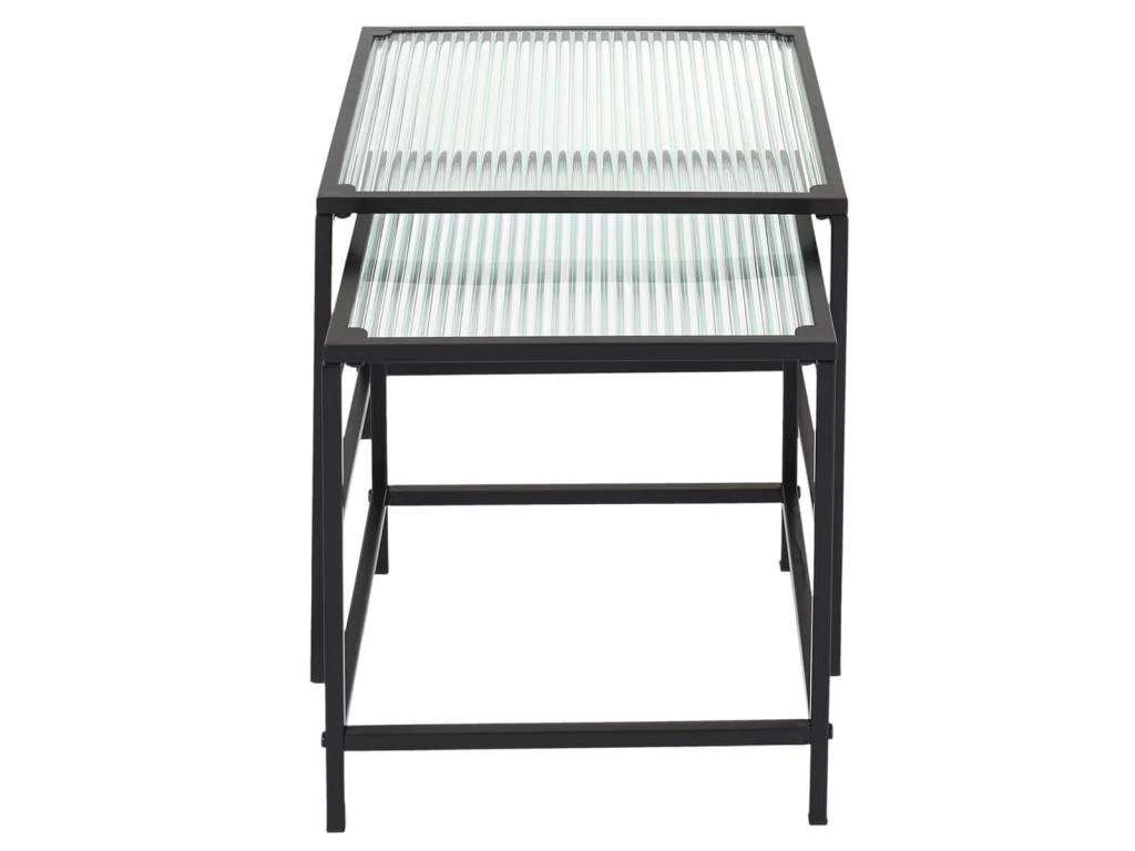 GLASSI - Tables Gigognes Noires Plateau En Verre Texturé – Image 3