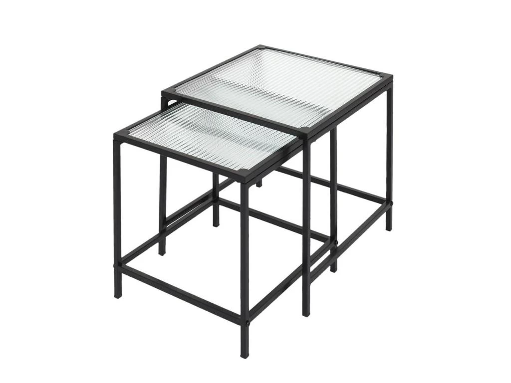 GLASSI - Tables Gigognes Noires Plateau En Verre Texturé – Image 4
