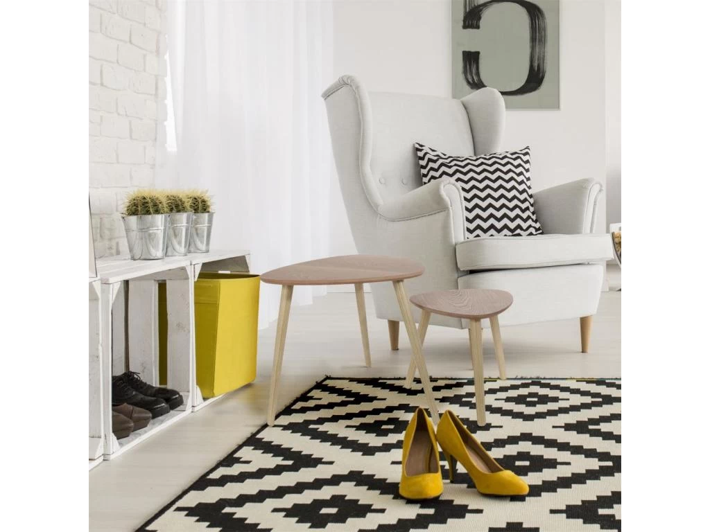 BRUNA - Lot De 2 Tables Gigognes Triangulaires Effet Bois – Image 2