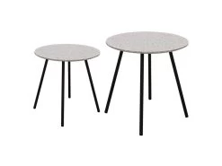 GRACY - Lot De 2 Tables Gigognes Plateaux Effet Granit Gris