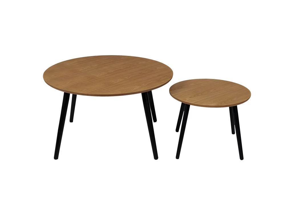 SISKA - Duo De Tables Gigognes Bois Piètement Métal Noir – Image 2