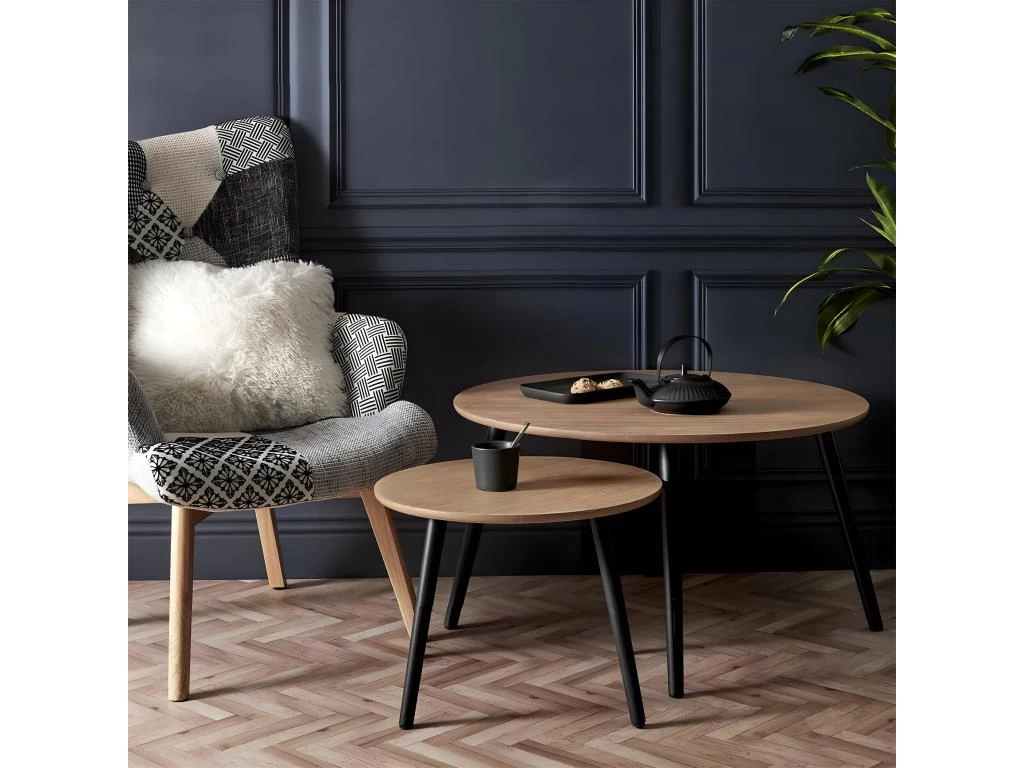 SISKA - Duo De Tables Gigognes Bois Piètement Métal Noir – Image 3