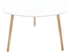 Table à Café En Bois Blanc Et Pieds En Bois Naturel