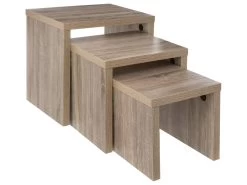 Lot 3 Tables Gigognes Coloris Bois Naturel H 45 H 37 Et H 30 Cm