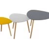 Lot De 3 Tables à Café Gigogne En Bois Gris Moutarde Et Pieds En Bois Naturel