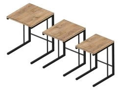 Set De 3 Tables D'appoint Jakobstad Gigognes Noir Effet Bois [en.casa]