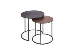 Tables D'appoint Gigognes Rondes En Métal Bicolore Collection LIVOS. Meuble Style Industriel