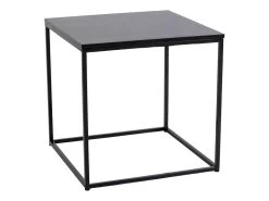HARALD - Bout De Canapé Carré Acier Et Aspect Bois Noir
