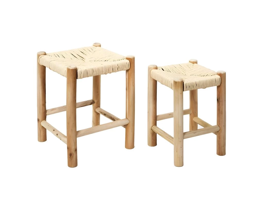 PRISIO - Tabourets Gigognes Tressés En Bois De Paulownia – Image 3