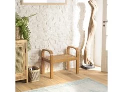 EDEN - Tabouret 1 Place Bois De Mindi Et Rotin Naturel