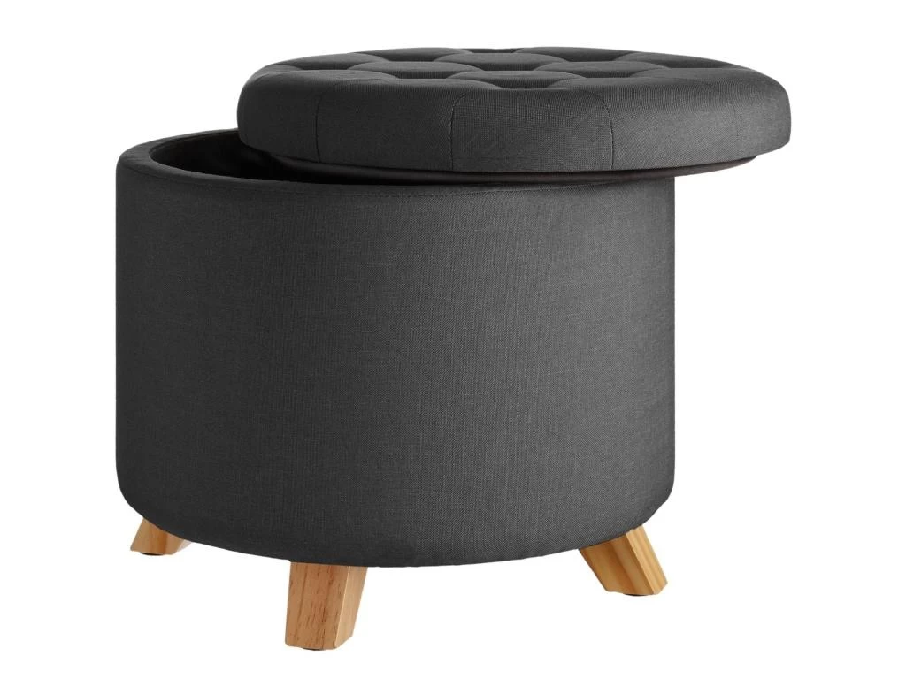 Tabouret Siège Pouf Avec Coffre De Rangement Capitonné 44,5 Cm Gris 08_0000289 – Image 2