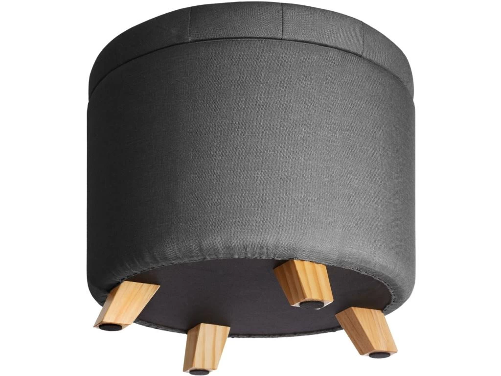Tabouret Siège Pouf Avec Coffre De Rangement Capitonné 44,5 Cm Gris 08_0000289 – Image 4