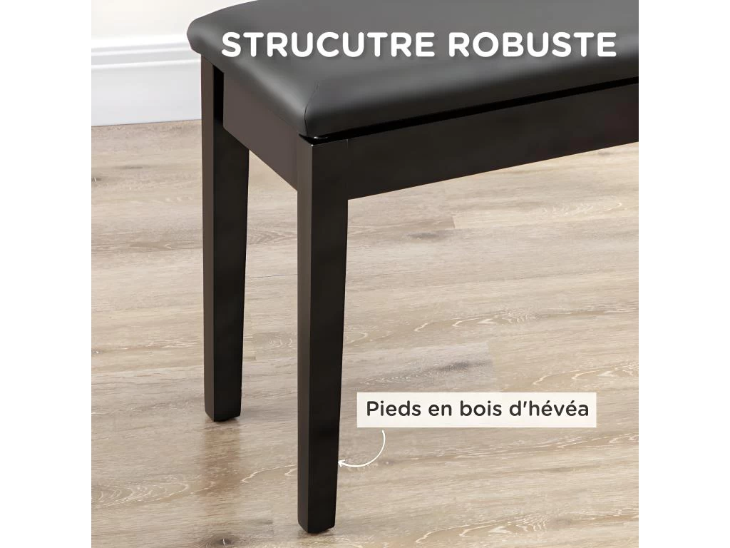 Banquette Tabouret Coffre CORDOUE Noire – Image 5