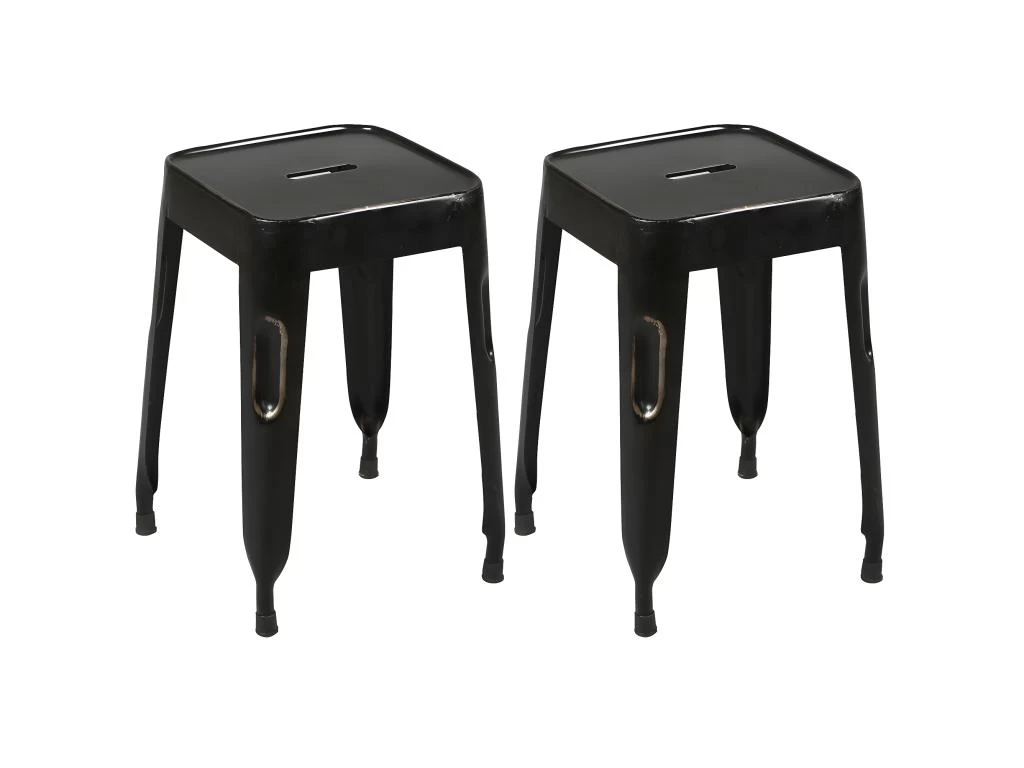 TOLGA - Lot De 2 Tabourets Noirs
